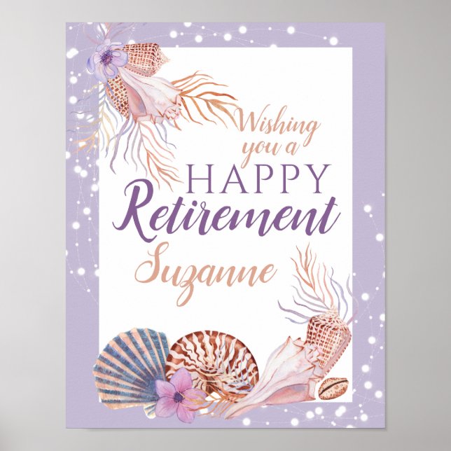 Retirement  Seashell Coral Purple Poster (Front)