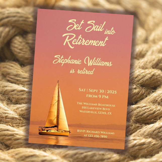 Retirement Set Sail into Retirement Sail Nautical  Invitation (Creator Uploaded)