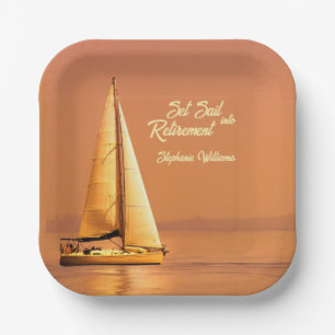Retirement Set Sail into Retirement Sail Nautical Paper Plate