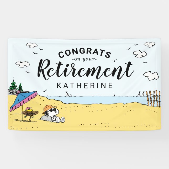Retirement | Snoopy & Woodstock on the Beach Banner (Horizontal)