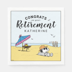 Retirement   Snoopy & Woodstock on the Beach Napkin