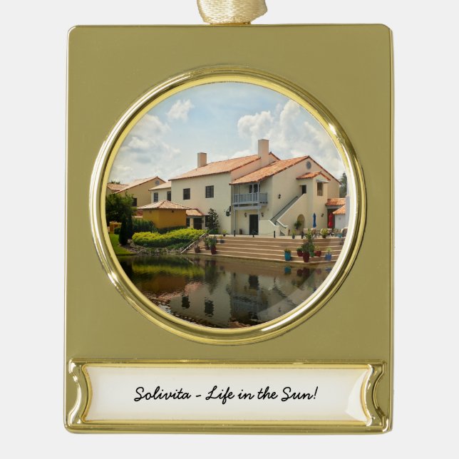 Retirement - Solivita Village Centre Kissimmee FL Gold Plated Banner Ornament (Front)