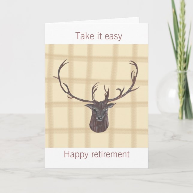 Retirement Stag's Head greeting card (Front)