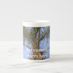 Retirement Starts Here Palm Tree Bone China Mug