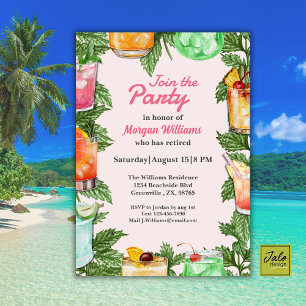 Retirement Summer Backyard Cocktail Party  Invitation