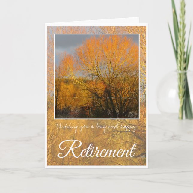 Retirement, Sun Kissed Winter Trees. Card (Front)