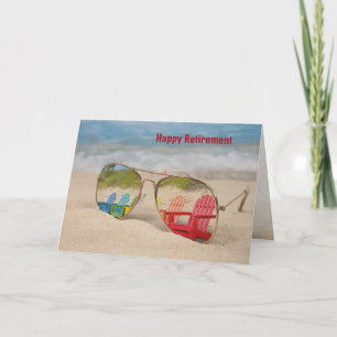 Retirement Sunglasses Beach Chair Reflection Card