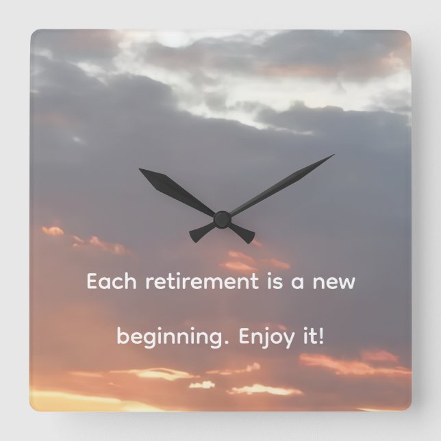 Retirement sunset photo new beginning square wall clock (Front)