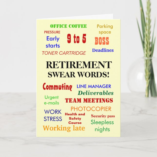Retirement Swear Words | Retirement Joke Humor Card (Front)