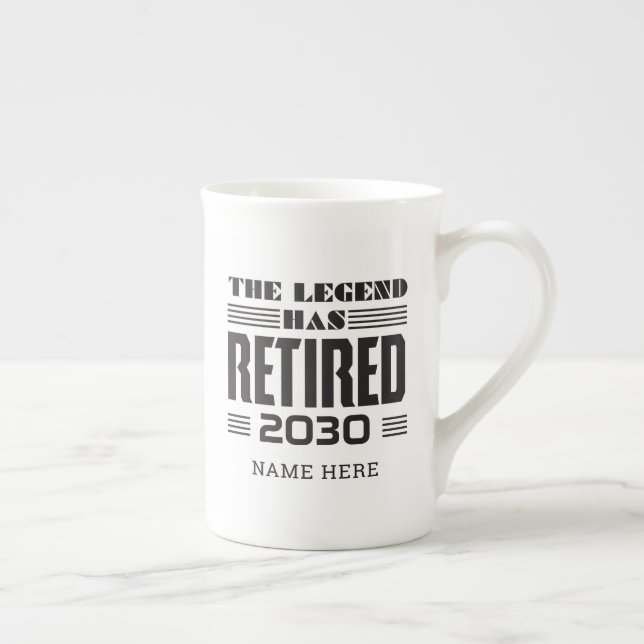 Retirement The Legend Has Retired Personalised Bone China Mug (Right)
