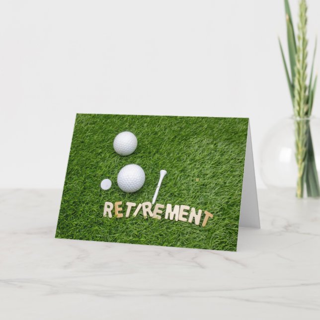 Retirement to golfer with golf ball and tee card (Front)