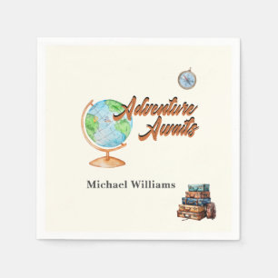 Retirement Travel Adventure Awaits Globe  Napkin