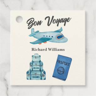 Retirement Travel Adventure Bon Voyage Plane  Favour Tags
