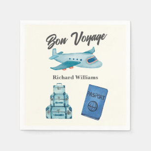 Retirement Travel Adventure Bon Voyage Plane Napkin