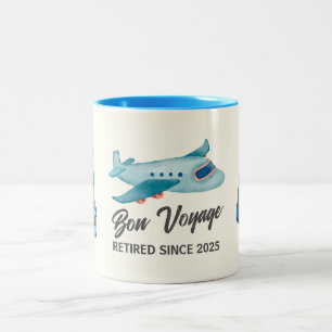 Retirement Travel Adventure Plane Two-Tone Coffee Mug