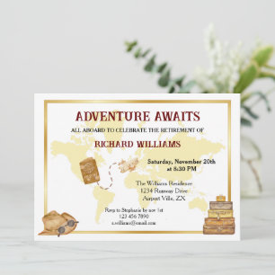Retirement Travel Theme Adventure Awaits Party Invitation