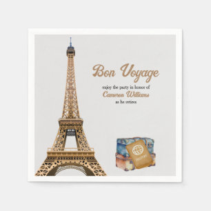 Retirement Travel Theme Bon Voyage Eifel Tower Napkin