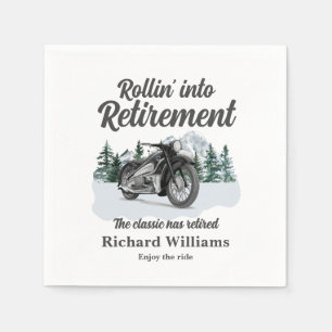 Retirement Travel Theme Classic Motorbike Rolling Napkin