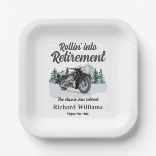 Retirement Travel Theme Classic Motorbike Rolling Paper Plate