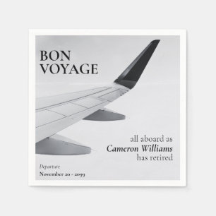 Retirement Travel Theme Modern Plane Bon Voyage Napkin