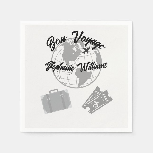 Retirement Travel Theme Party Bon Voyage Globe  Napkin (Front)