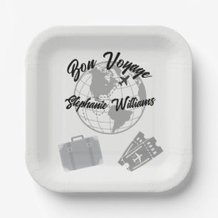 Retirement Travel Theme Party Bon Voyage Globe  Paper Plate