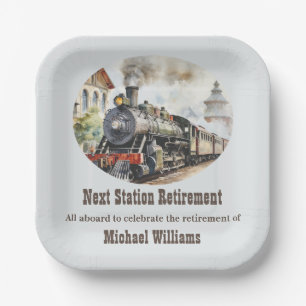 Retirement Travel Theme Party Train Next Station Paper Plate