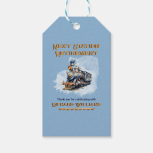 Retirement travel theme Vintage Train Next Station Gift Tags