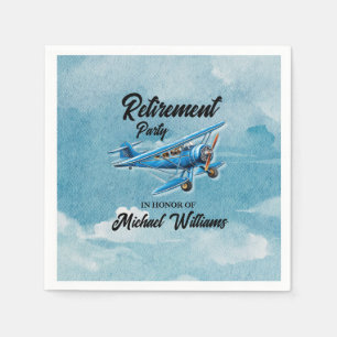 Retirement Travel Themed Party Plane Vintage Napkin