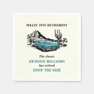 Retirement Travel Vintage Car Desert Party Napkin