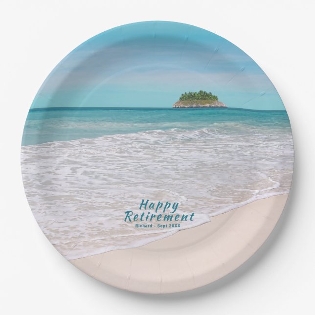 Retirement Tropical Beach Paper Plate (Front)