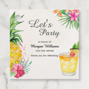 Retirement Tropical Summer Cocktail Party Favour Tags