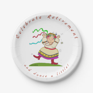 Retirement Ukrainian Folk Art Woman Paper Plate