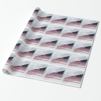 Retirement USA Flag Wrapping Paper