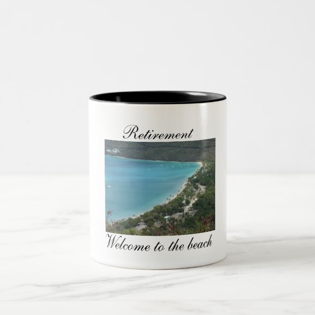Retirement, Welcome to the beach - Customised Two-Tone Coffee Mug (Center)