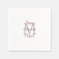 Retirement White Grey Burgundy Name Monogram 