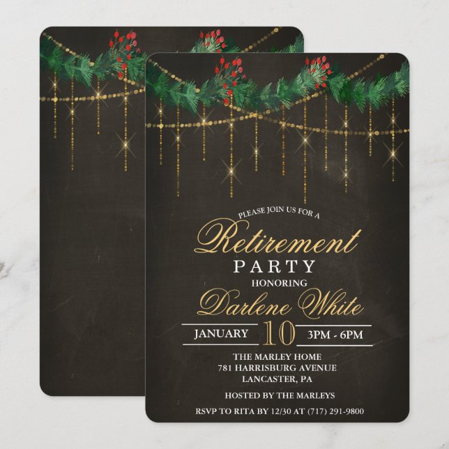 Retirement Winter Holiday Party Invitation (Front/Back)
