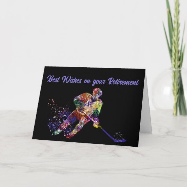 Retirement Wishes Hockey Player Sport Game Card (Front)