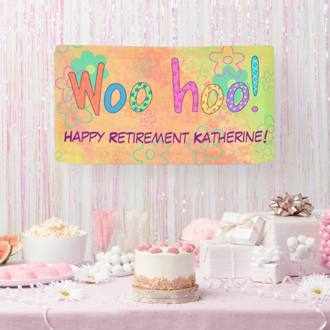 Retirement WooHoo Name Personalised Banner (Party)