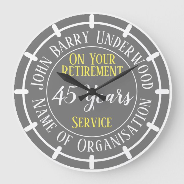 Retirement Years Served Large Presentation Clock (Front)
