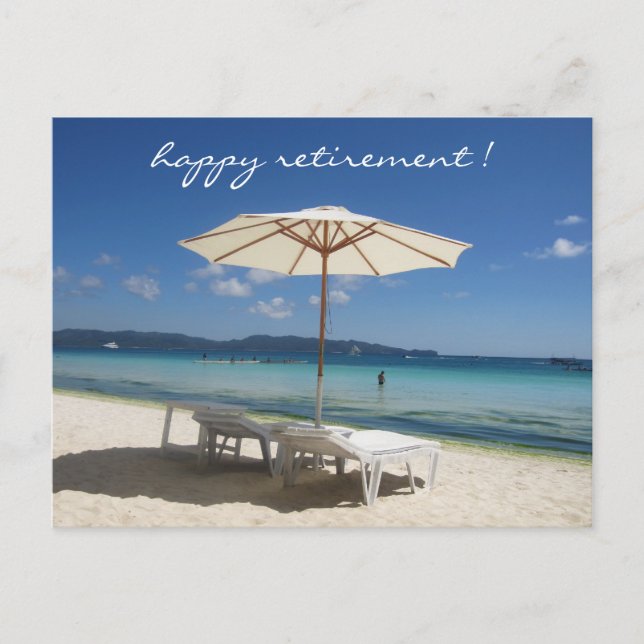 retiring beach umbrella postcard (Front)