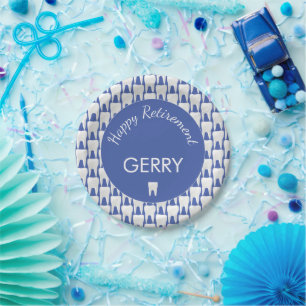 Retiring Dentist Tooth Patterned Retirement Party Paper Plate