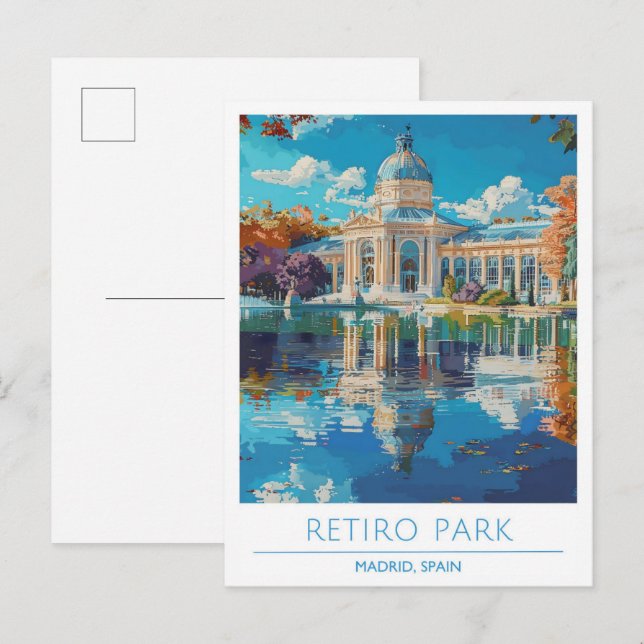 Retiro Park Madrid Spain Vintage Travel  Postcard (Front/Back)