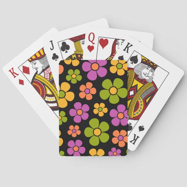 Reto 1960s Style Mid Mod Floral Pattern Playing Cards (Back)