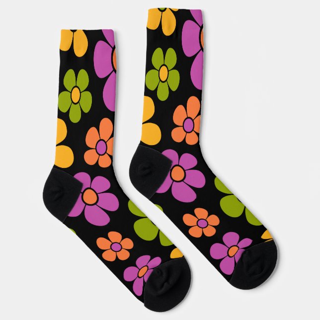 Reto 1960s Style Mid Mod Floral Pattern Socks (Right)