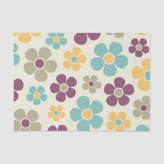 Reto 1960s Style Mid Mod Floral Pattern Tissue Pap Paper (Front)