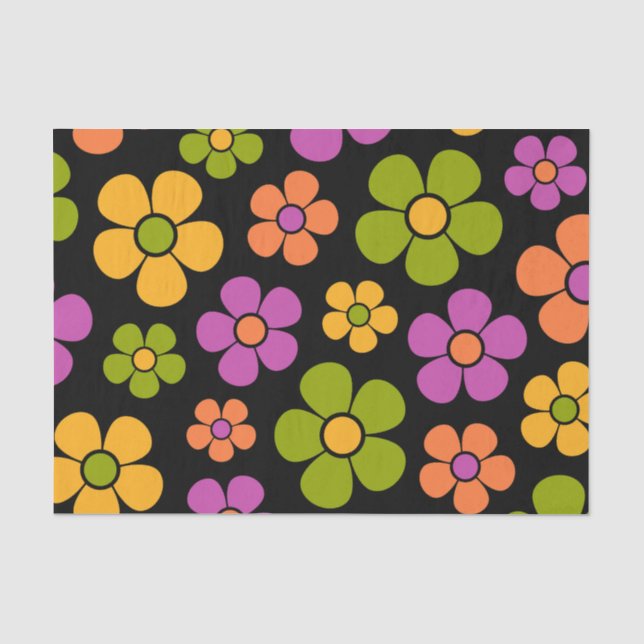 Reto 1960s Style Mid Mod Floral Pattern Tissue Paper (Front)