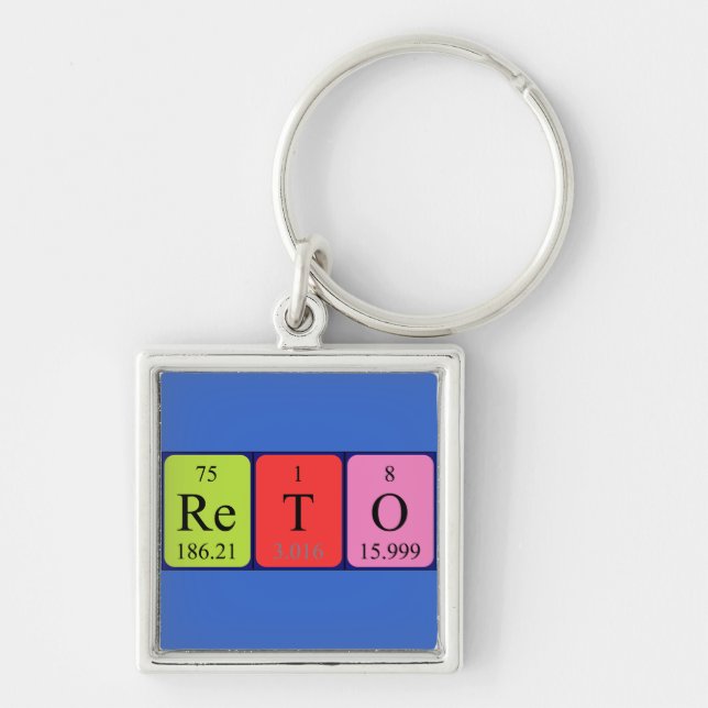 Reto periodic table name keyring (Front)
