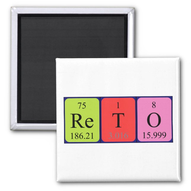 Reto periodic table name magnet (Front)