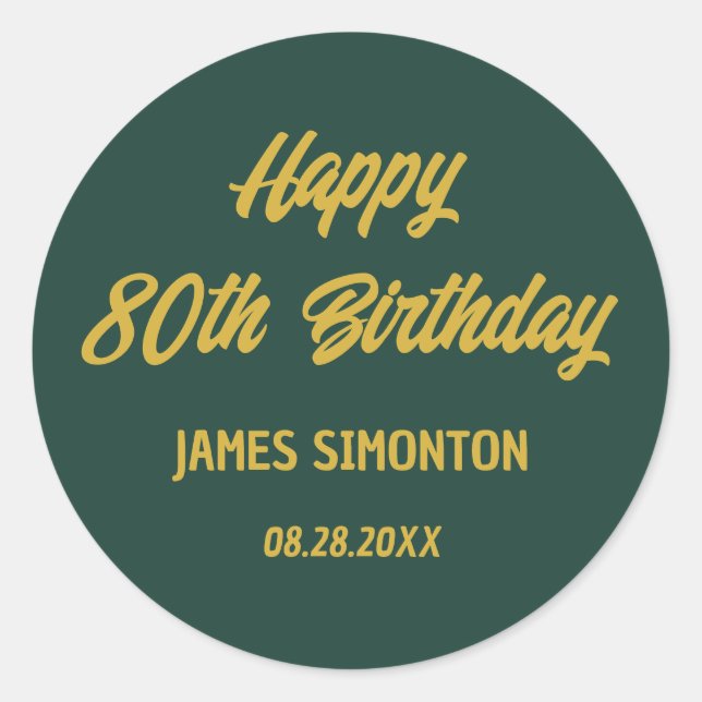 Reto Script 80th Birthday Envelope Seal (Front)